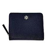 Tory burch 二折拉鍊防刮短夾-深藍色