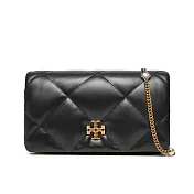 Tory burch 稜格紋kira鑽石吊飾鍊包-黑色
