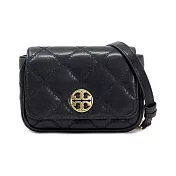 Tory burch 菱格紋腰包/側背兩用鍊包-黑色
