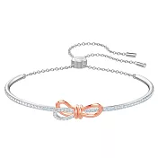 SWAROVSKI 雙色打結蝴蝶結鑲鑽手環/手鍊-銀/玫瑰金