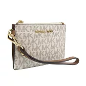 MICHAEL KORS 經典老花零錢包拉鍊手拿包-香草白