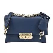 MICHAEL KORS 皮革+鍊條翻蓋肩背包 深藍