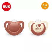 德國【NUK】Nature矽膠安撫奶嘴2入/1號0-6M 莫蘭迪紅