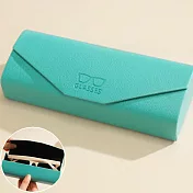 seoul show首爾秀 信封荔枝紋皮質全鐵硬殼防壓墨鏡老花近視太陽眼鏡盒  薄荷綠