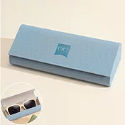 seoul show首爾秀 布紋全鐵立體三角硬殼防壓墨鏡老花近視太陽眼鏡盒  海鹽藍