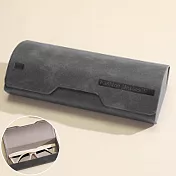 seoul show首爾秀 弧形復古皮質全鐵硬殼防壓墨鏡老花近視太陽眼鏡盒 灰色