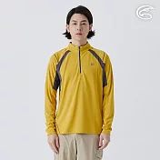 ADISI 男UPF50+防曬抑菌半門襟長袖排汗衣 AL2511020 萊姆黃 (S-2XL) S 萊姆黃