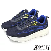 【Pretty】男 運動鞋 休閒鞋 綁帶 吸震減壓 輕量 厚底 JP26 藍色