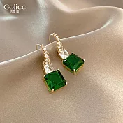 【Gulicc】耳環 輕奢祖母綠方形耳飾