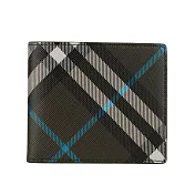 BURBERRY 經典格紋帆布對開8卡短夾 (暖感棕)