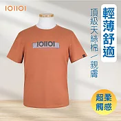 IOIIOI歐洲貴族 短袖天絲棉 柔軟新觸感 品牌印花TEE 特殊印花料 橘色 25523350 M 橘色