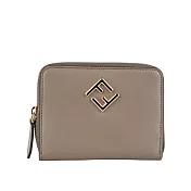 FENDI FF Diamonds 素面小牛皮6卡拉鏈短夾 (鴿灰色)