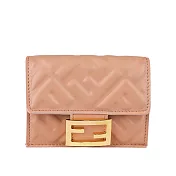 FENDI Baguette FF Logo三折短夾(Micro) (粉紅色)