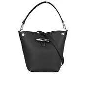 LONGCHAMP Roseau XS 竹節轉釦牛皮迷你二用水桶包 (黑色)