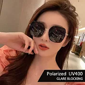 【SUNS】Polarized時尚大框質感名媛款 淑女偏光墨鏡 顯小臉 S618 輕量/防眩光/抗UV400   黑金框灰片