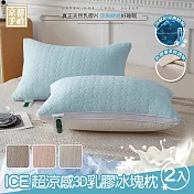【京都手祚】買1送1 ICE超涼感3D乳膠冰塊枕(涼感紗/羽絲絨/乳膠枕/可水洗/枕頭)- 淺棕-2入