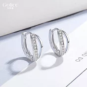 【Gulicc】耳環 簡約雙環縷空鑲鑽耳環 (銀)