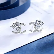 【Gulicc】耳環 小香風 時尚優雅滿鑽耳環 (銀)