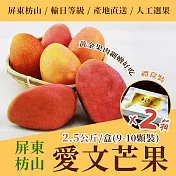 《沁甜果園》屏東愛文芒果2.5公斤+-5%/盒(9-10顆裝)禮盒裝，共2盒