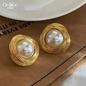 【Gulicc】耳環 輕奢宮廷風流金系列耳環 (金色流線)