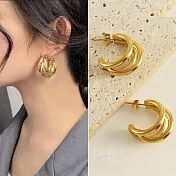 【Gulicc】耳環 金色多層次幾何圓耳環