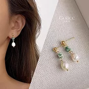 【Gulicc】耳環 溫柔典雅 綠石珍珠耳環