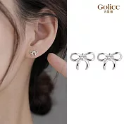 【Gulicc】耳環  簡約細緻蝴蝶結鋯石耳環 (銀)