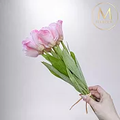 【Floral M】夏日野餐氣息洋桔梗蜜桃粉仿真花花材（7入組）