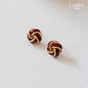 【Gulicc】耳環 復古 氣質麻花 同心結耳環 (酒紅色)