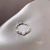 【Gulicc】戒指  不規則碎銀子珍珠戒子 (可調式戒圍)