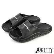 【Pretty】男女 拖鞋 防水拖鞋 厚底 室內 舒壓 輕量 JP24 黑色