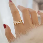 【Gulicc】戒指  輕奢交叉鋯石戒子 (可調式戒圍)