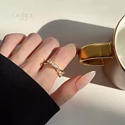 【Gulicc】戒指  韓國時尚微鑲交叉食指戒 (可調式戒圍)
