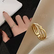 【Gulicc】戒指 韓國微鑲鋯石纏繞開口戒指 (可調式戒圍)