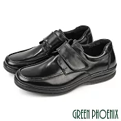 【GREEN PHOENIX】男 紳士鞋 商務鞋 學生鞋 皮鞋 全真皮 牛皮 沾黏式 EU40 黑色