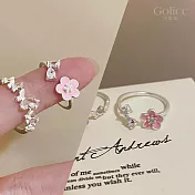 【Gulicc】戒指 法式 粉色花朵輕奢戒指 (可調式戒圍)