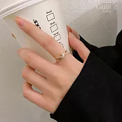 【Gulicc】戒指 交叉鑲鑽珍珠 食指戒 (可調式戒圍)