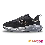 【LOTTO 義大利】男 寬楦 GT 600厚彈輕量跑鞋- 25.5cm 銀河黑