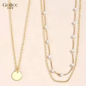 【Gulicc】項鍊 小金圓 多層次珍珠鎖骨鍊 (珍珠款)