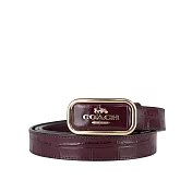 COACH Morgan 方形馬車標誌鱷魚紋皮革寬2.5cm皮帶 (酒紅色)