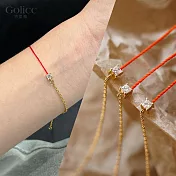 【Gulicc】手鍊 經典紅繩方晶手鍊 半繩半鍊款