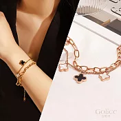 【Gulicc】手鍊 鈦鋼 四葉草 輕奢 雙層手鍊