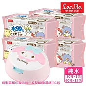 日本LEC 美樂蒂純水 手口濕紙巾箱購組(造型外盒多款可選擇)