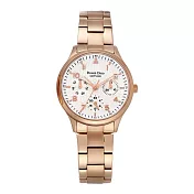 Roven Dino羅梵迪諾 浪漫旅人時尚腕錶-玫瑰金X白小