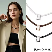 &MORE愛迪莫 Star 恆星鈦鍺項鍊(白鋼玫瑰金母貝×負離子·遠紅外線 舒壓保健男女情侶禮物) S  白鋼+黑色