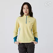 ADISI 女UPF50+防曬抑菌半門襟長袖排汗衣 AL2511024 青檸黃 (S-XL) S 青檸黃