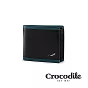 【Crocodile】鱷魚皮件 中性皮夾 真皮短夾 雙鈔拉鍊 9卡中翻子夾 Smooth系列-0103-11802 黑色