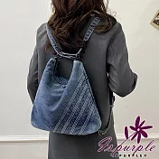 【iSPurple】輕便外出 牛仔大容量旅行通勤雙肩包/藍色