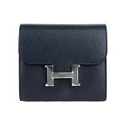HERMES 銀釦 Epsom皮 Constance 二折短夾_展示品 (深藍色)