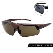 【SUNS】上翻式太陽眼鏡 超輕量 抗UV400 可套近視眼/可單戴 PC防爆鏡片 S05 茶框茶片